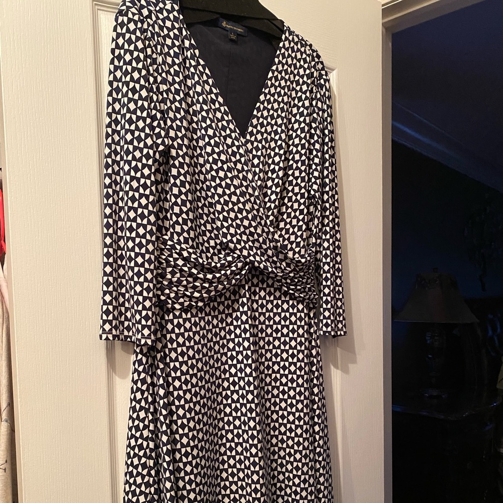 Brooks Brothers A-line double drape V-neck dress